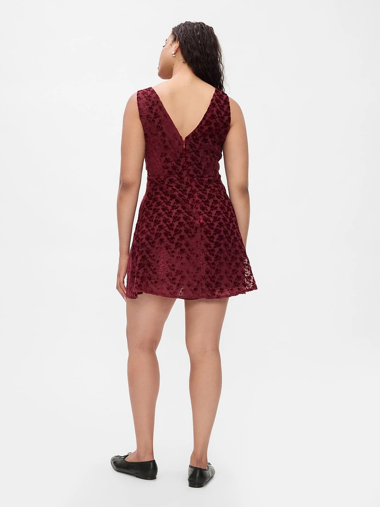 Velvet Floral Mini Dress