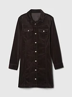 Velvet Denim Mini Shirtdress