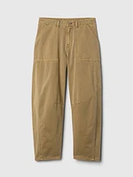 Mid Rise Twill Barrel Pants