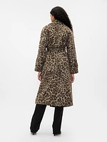 Double-Breasted Leopard Trench Coat