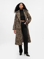 Double-Breasted Leopard Trench Coat