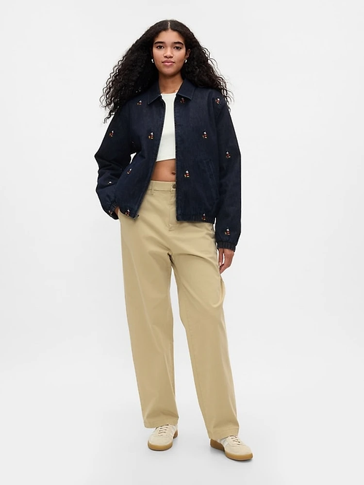 Gap × Disney Embroidered Denim Bomber Jacket