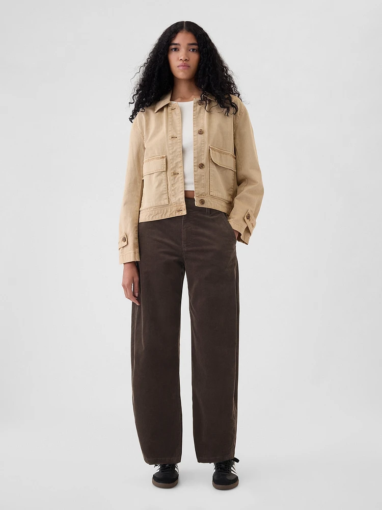 High Rise Corduroy Tapered Ankle Trousers