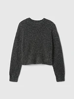 Kids Fuzzy Metallic Crewneck Sweater