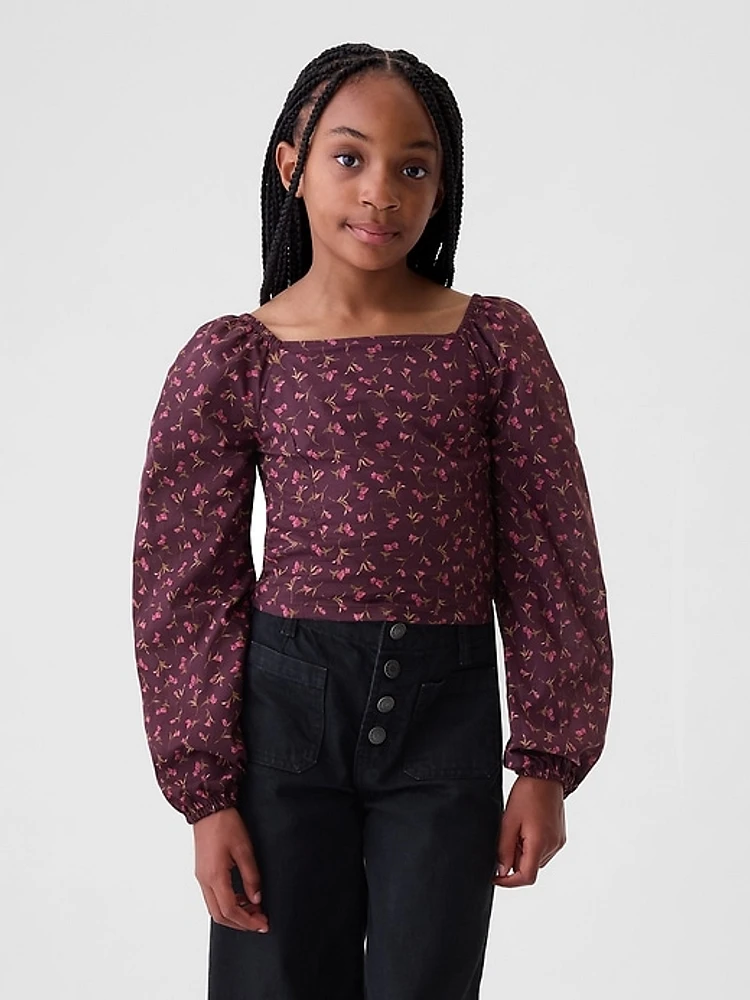 Kids Cropped Puff Sleeve Shirt