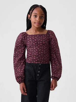 Kids Cropped Puff-Sleeve Shirt