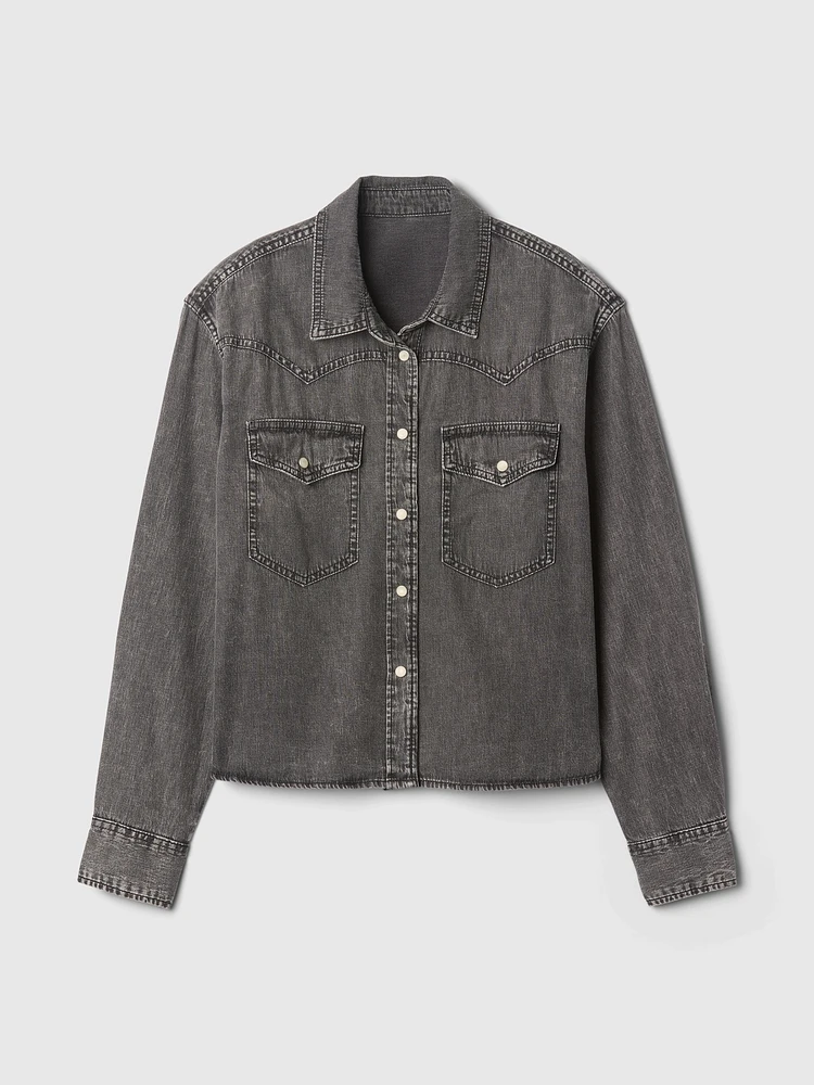 Cropped Western Denim Shirt