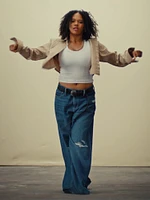 Mid Rise Cargo Baggy Jeans