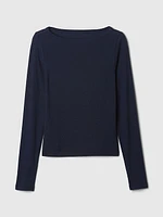 Modern Rib Cropped Boatneck T-Shirt