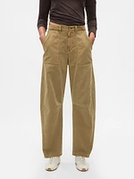 Mid Rise Twill Barrel Pants