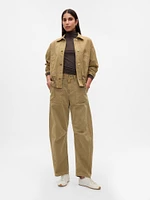 Mid Rise Twill Barrel Pants