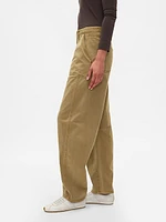 Mid Rise Twill Barrel Pants