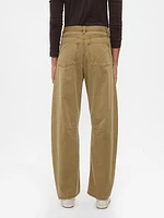 Mid Rise Twill Barrel Pants