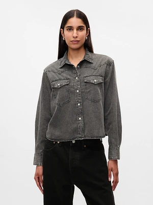 Cropped Western Denim Shirt