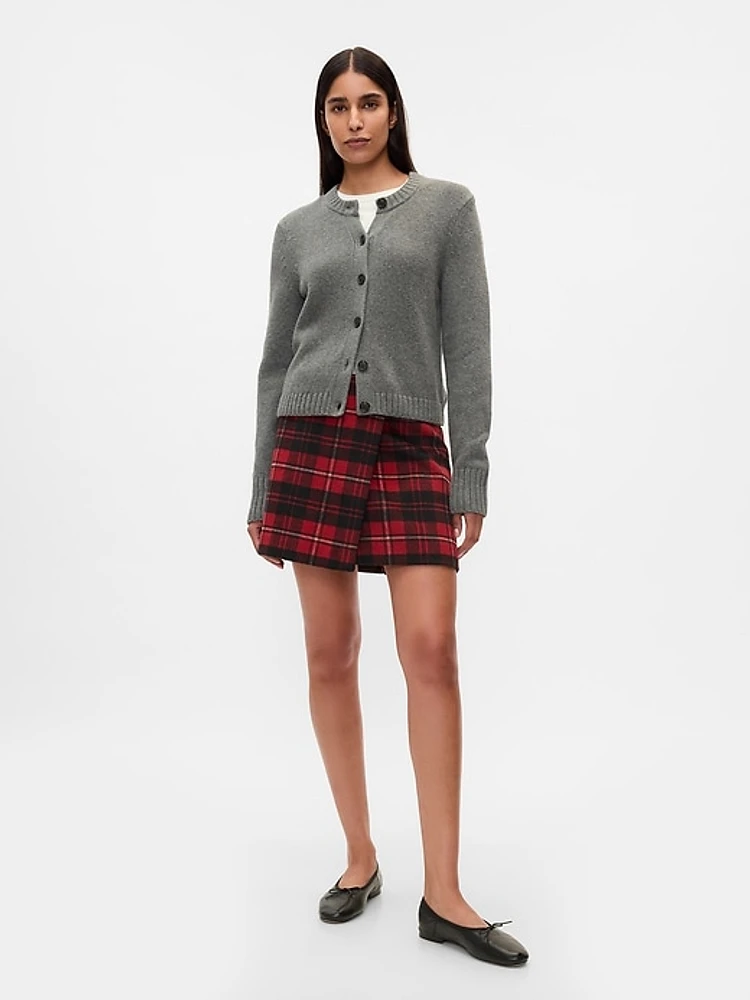 Plaid Wrap Mini Skirt