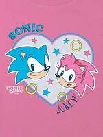 Kids Sonic The Hedgehog and Amy Graphic Boxy Crop Tee