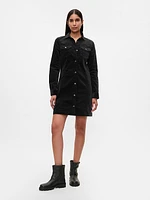 Velvet Denim Mini Shirtdress