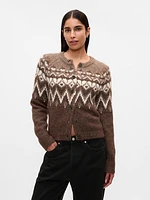 Brushed Fair Isle Cropped Cardigan