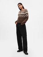 Brushed Fair Isle Cropped Cardigan