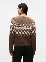 Brushed Fair Isle Cropped Cardigan