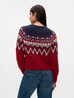 Brushed Fair Isle Cropped Cardigan