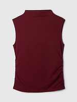 Modern Funnel-Neck Ruched Tank Top