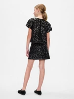 Kids Sequin Velvet Mini Skirt