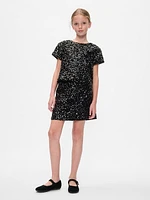 Kids Sequin Velvet Mini Skirt