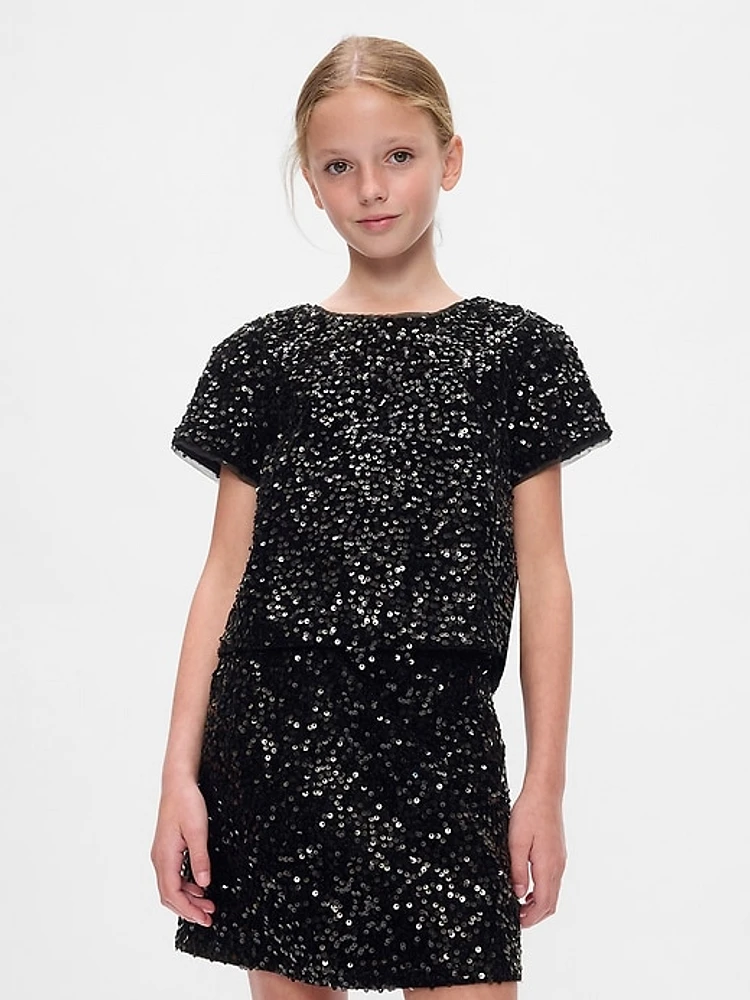 Kids Sequin Velvet Top