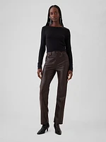 High Rise Recycled Vegan Leather '90s Straight Pants