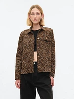 Leopard Denim Chore Jacket