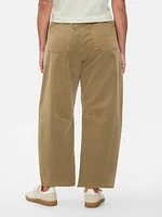 Mid Rise Twill Barrel Pants