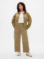 Mid Rise Twill Barrel Pants