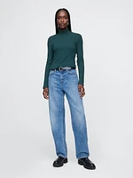 Modern Rib Cropped Mockneck Shirt