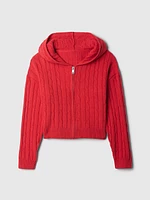 Kids CashSoft Cable-Knit Sweater Hoodie