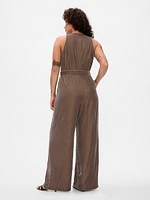 Recycled Velvet V-Neck Jumpsuit