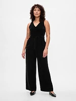 Recycled Velvet V-Neck Jumpsuit