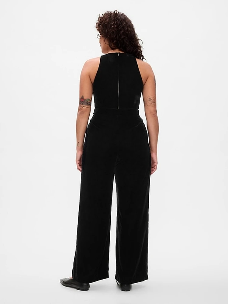 Recycled Velvet V-Neck Jumpsuit