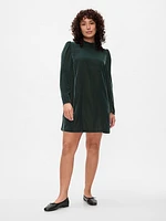 Recycled Velvet Puff Sleeve Mini Dress