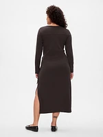 Modern Rib Tie-Knot Midi Dress