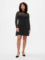 Mixed Media Modern Mockneck Mini Dress