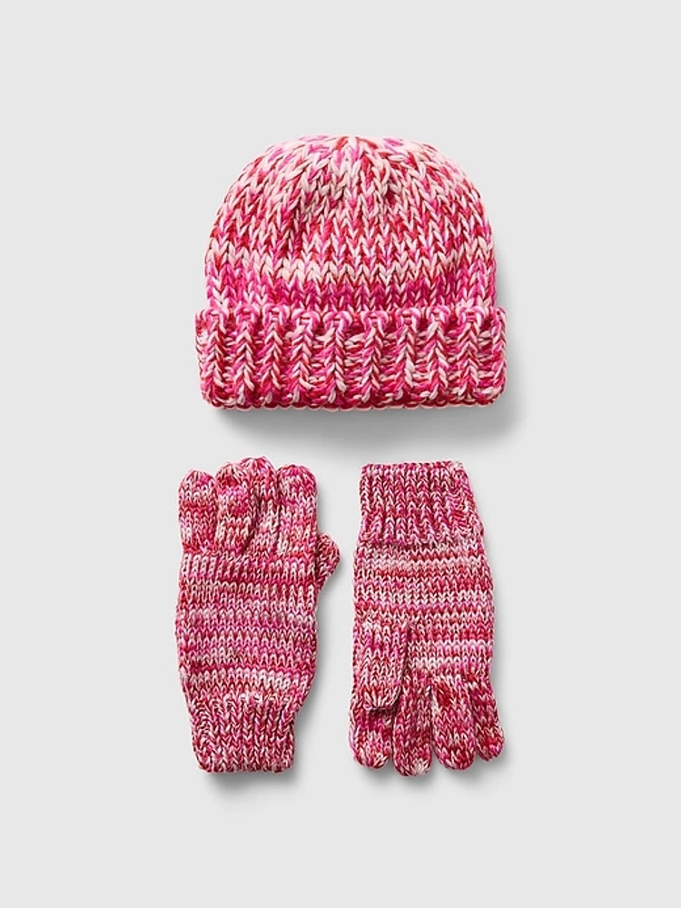 Kids Chunky Knit Beanie Set