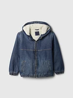 Kids Cozy Denim Zip Hoodie