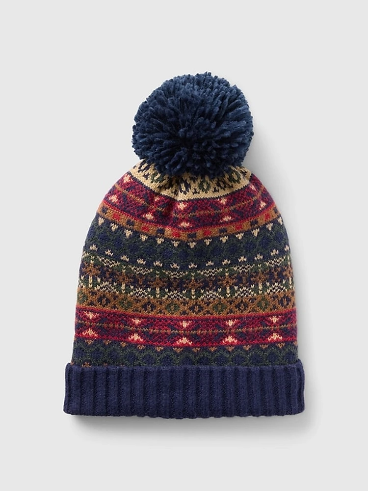 Kids CashSoft Fair Isle Pom Beanie