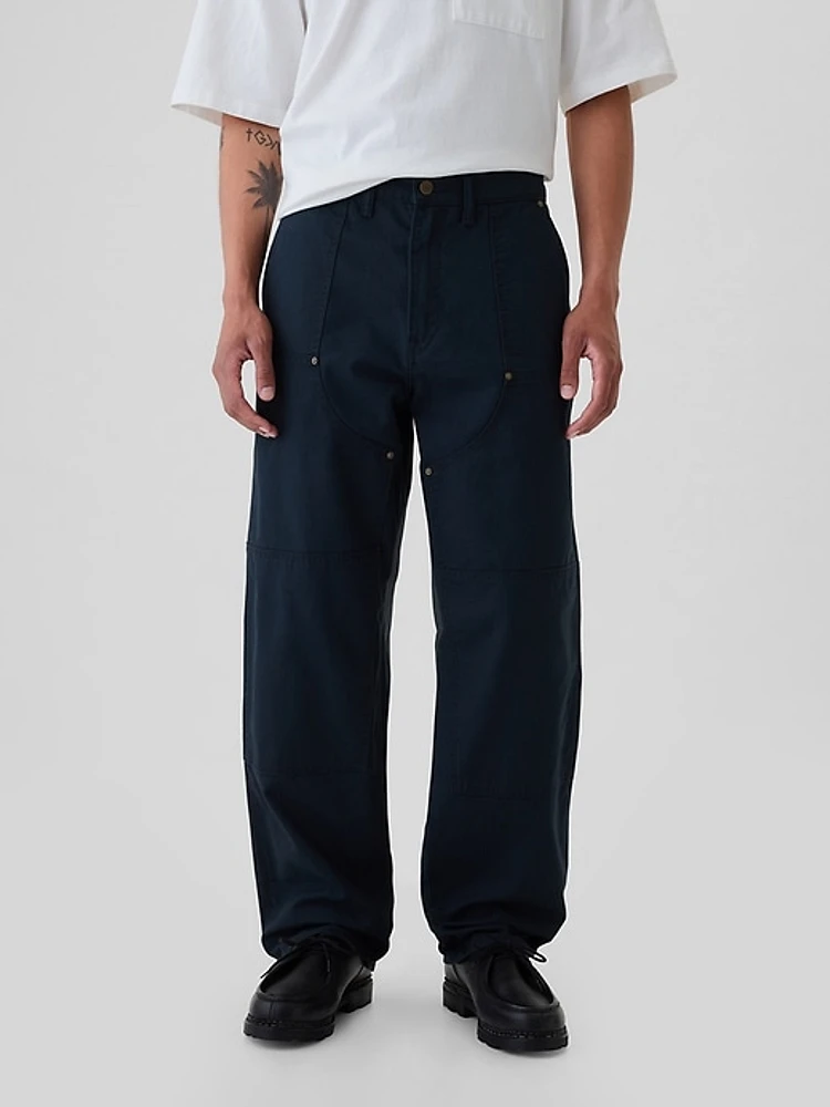 Double-Knee Canvas Utility Baggy Jeans