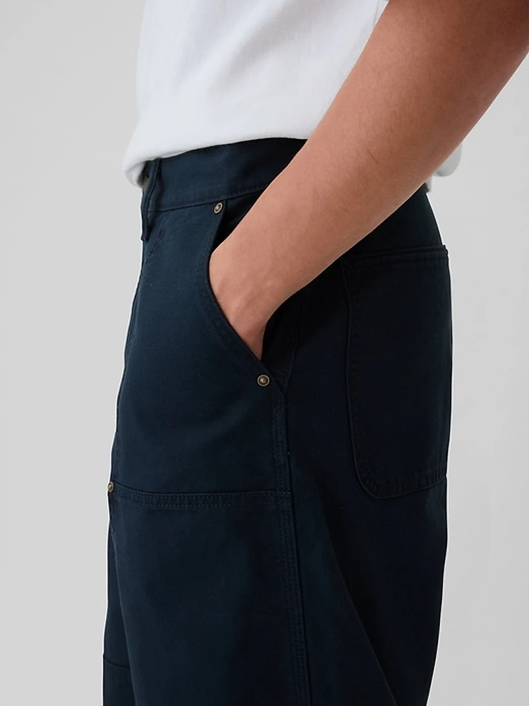 Double-Knee Canvas Utility Baggy Jeans