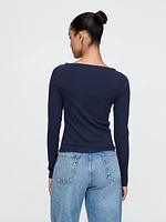 Modern Rib Cropped Boatneck T-Shirt