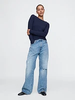 Modern Rib Cropped Boatneck T-Shirt