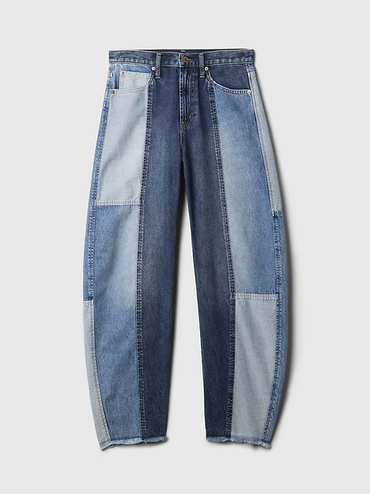 High Rise Crossover Barrel Jeans
