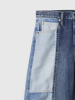 High Rise Patchwork Barrel Jeans